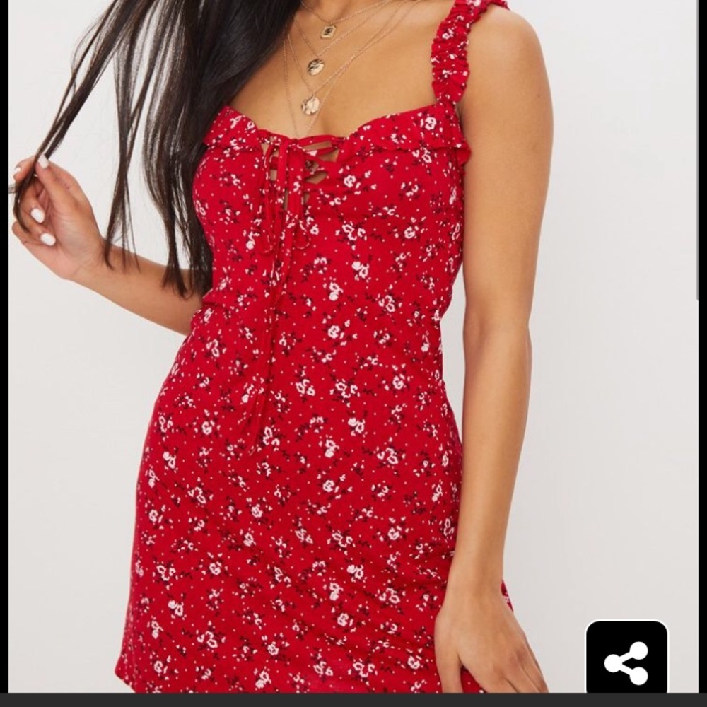 Red floral dress